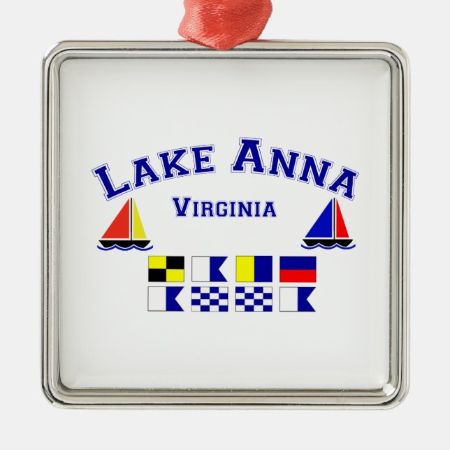 Lake Anna VA Signal Flags Metal Tree Decoration (Front)