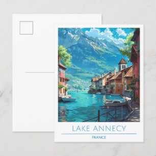 Lake Annecy France Vintage Travel Postcard