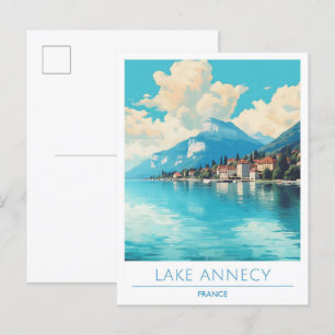 Lake Annecy France Vintage Travel  Postcard