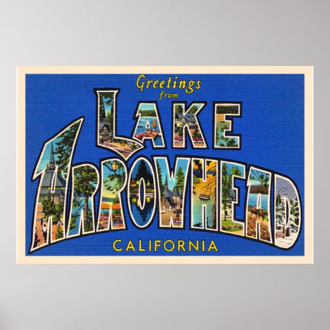 Lake Arrowhead California CA Large Letter Postcard Poster (Front)