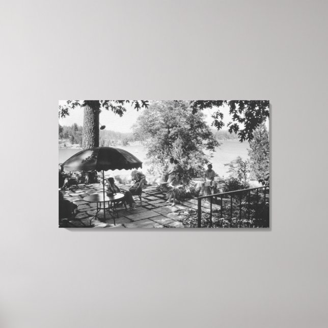 Lake Arrowhead, California Lodge View & Terrace Canvas Print (Front)