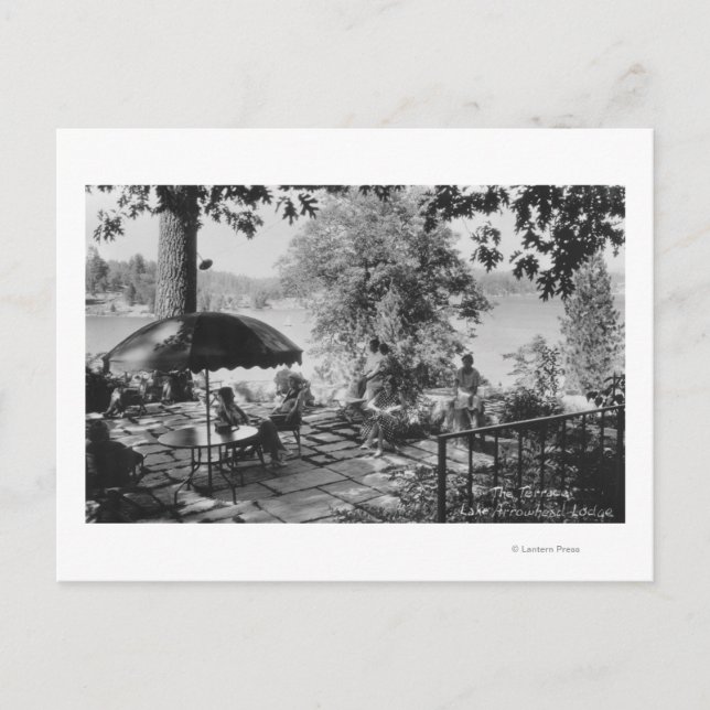 Lake Arrowhead, California Lodge View & Terrace Postcard (Front)
