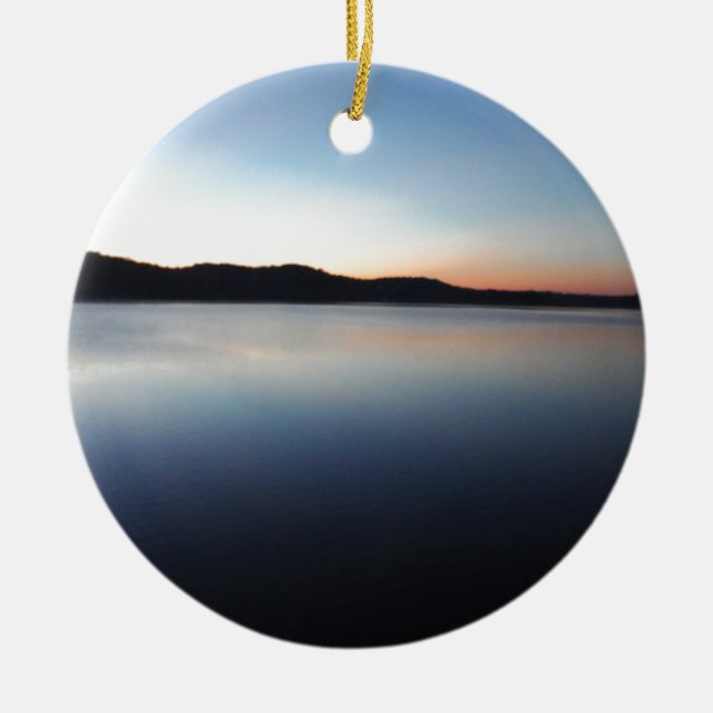 Lake Arrowhead sunset Ceramic Tree Decoration (Front)