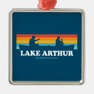 Lake Arthur Pennsylvania Canoe Metal Tree Decoration