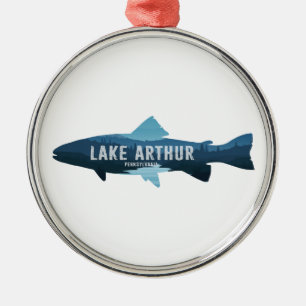 Lake Arthur Pennsylvania Fish Metal Tree Decoration