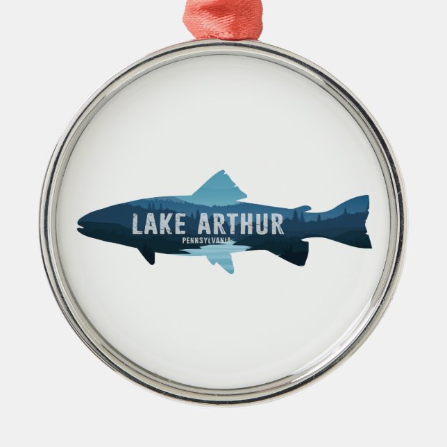 Lake Arthur Pennsylvania Fish Metal Tree Decoration (Front)