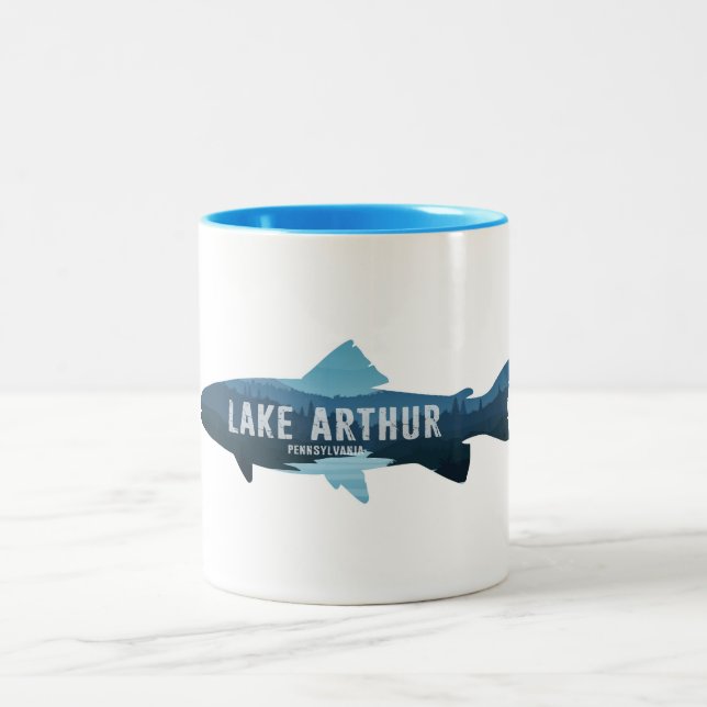 Lake Arthur Pennsylvania Fish Two-Tone Coffee Mug (Center)