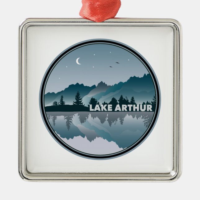 Lake Arthur Pennsylvania Reflection Metal Tree Decoration (Front)