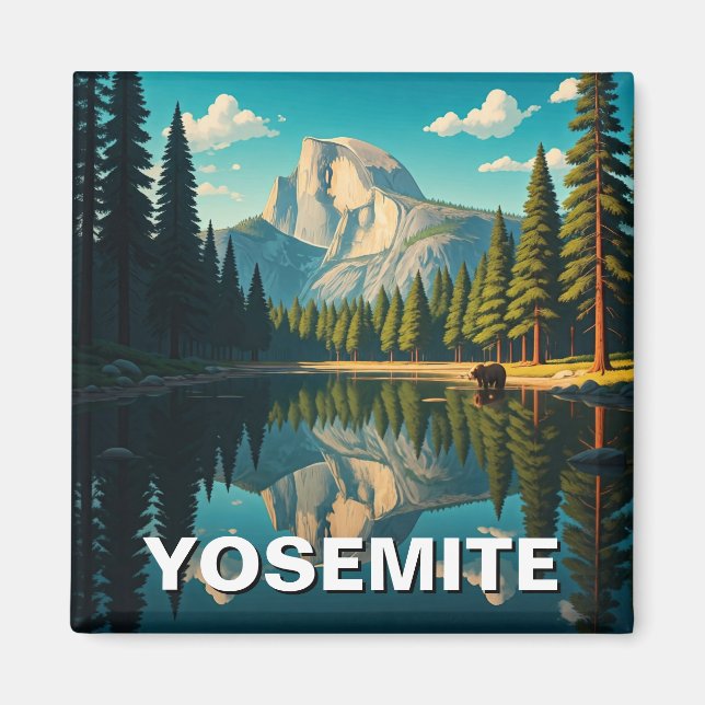 Lake at Yosemite National Park Half Dome Magnet (Front)