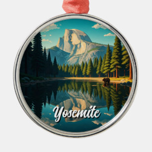 Lake at Yosemite National Park Half Dome Metal Tree Decoration