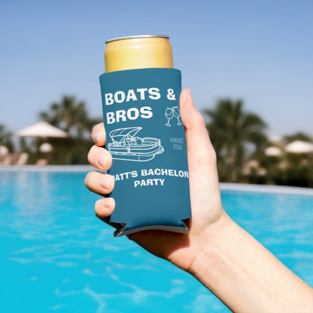 Lake Bachelor Boats and Bros Custom Bachelor Party Seltzer Can Cooler (In Situ Pool)
