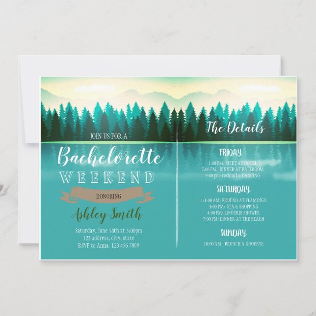 Lake bachelorette party invitation (Front)