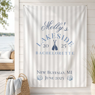 Lake Bachelorette Weekend Blue Nautical Itinerary Tapestry