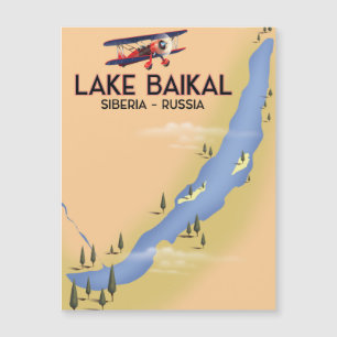 Lake Baikal Siberia Russian travel poster Map