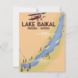 Lake Baikal Siberia Russian travel poster Map