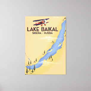 Lake Baikal Siberia Russian travel poster Map Canvas Print