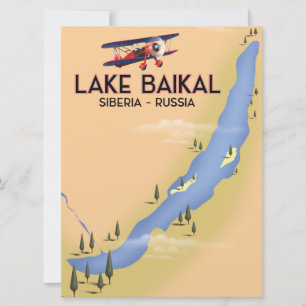 Lake Baikal Siberia Russian travel poster Map Invitation