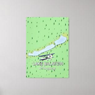 Lake Balaton Hungary map Canvas Print