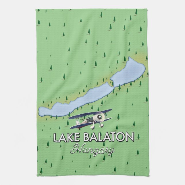 Lake Balaton Hungary map Tea Towel (Vertical)