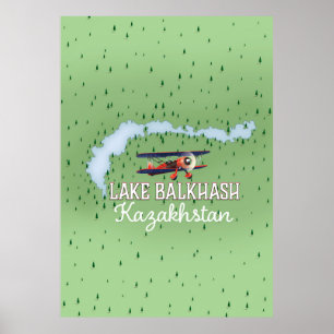 Lake Balkhash Kazakhstan lake map Poster