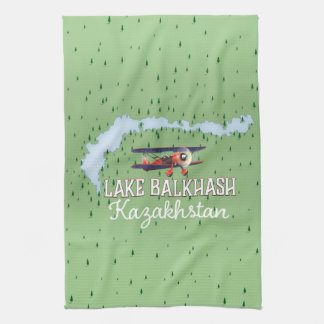 Lake Balkhash Kazakhstan lake map Tea Towel