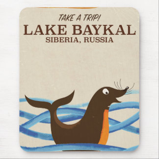 lake Baykal seal Vintage travel poster Mouse Mat