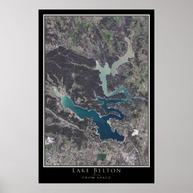 Lake Belton Texas Satellite Poster Map (Front)