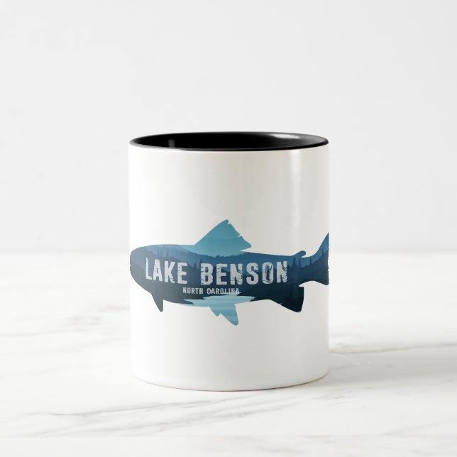 Lake Benson North Carolina Fish Two-Tone Coffee Mug (Center)