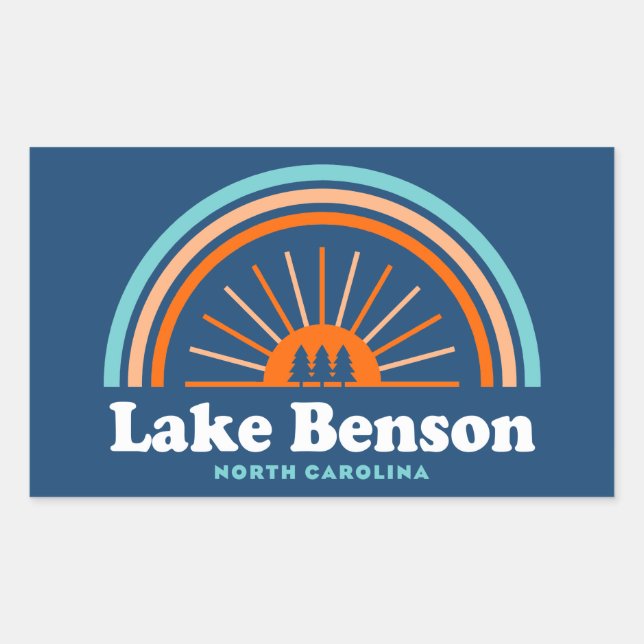 Lake Benson North Carolina Rainbow Rectangular Sticker (Front)