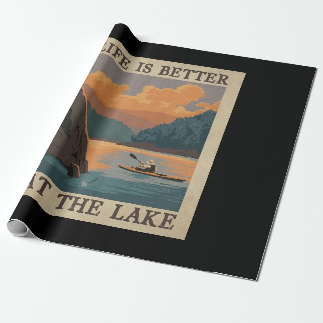 Lake Better Life Vintage Lake Life Wrapping Paper (Unrolled)