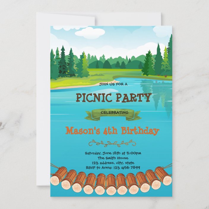 Lake birthday party invitation Zazzle