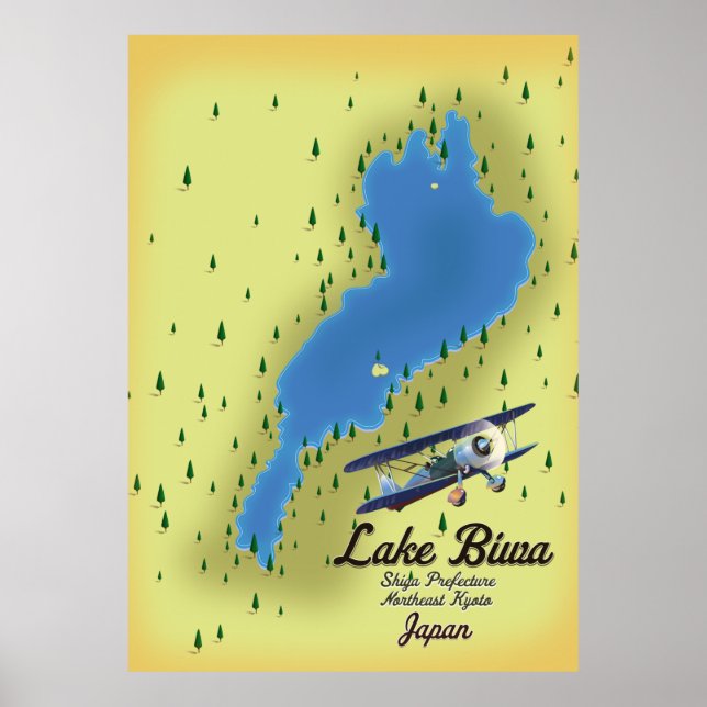 Lake Biwa Japan map Poster (Front)