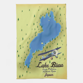 Lake Biwa Japan map Tea Towel
