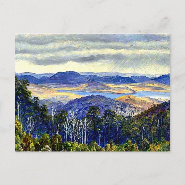 Lake Biwa, Japan, vintage landscape painting, Postcard (Front)