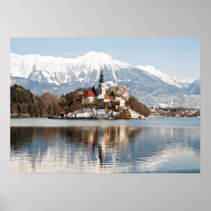Lake Bled in winter, Slovenia Poster