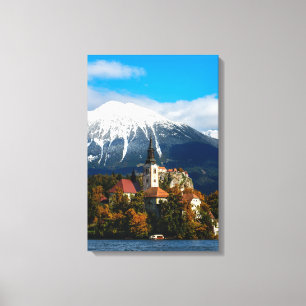 Lake Bled landscape in autumn Canvas Print