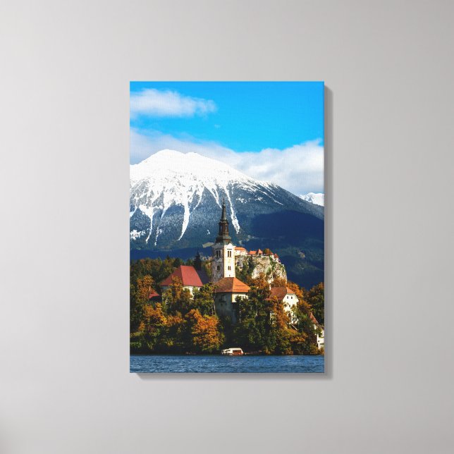 Lake Bled landscape in autumn Canvas Print (Front)