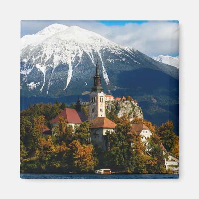 Lake Bled landscape in autumn Magnet (Front)