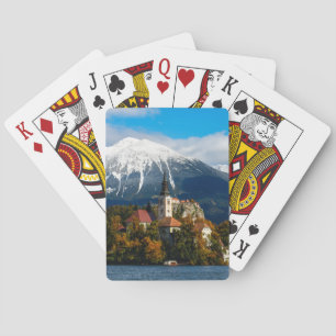 Lake Bled landscape in autumn Playing Cards