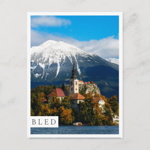 Lake Bled landscape in autumn Postcard