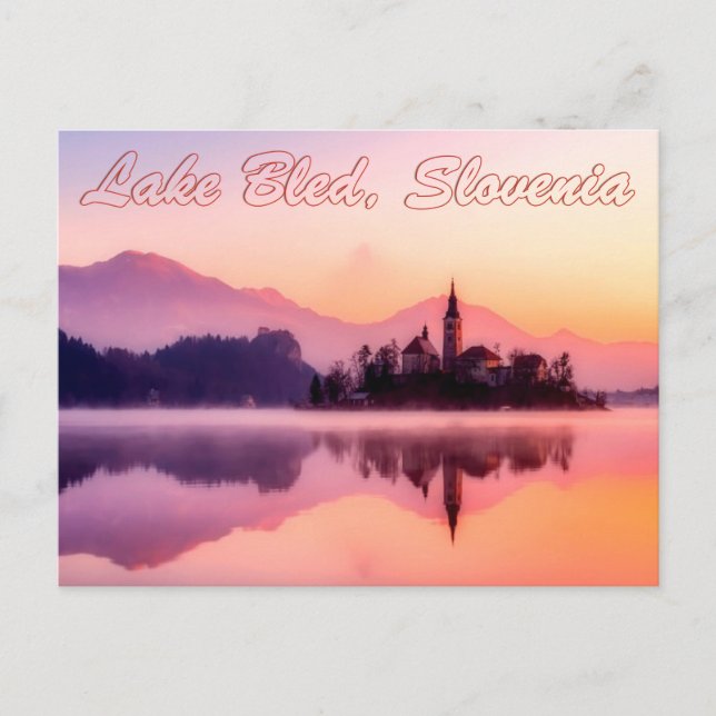 Lake Bled, Slovenia Beautiful Sunrise Postcard (Front)