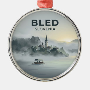 Lake Bled Slovenia Metal Tree Decoration