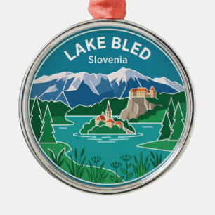 Lake Bled Slovenia Metal Tree Decoration