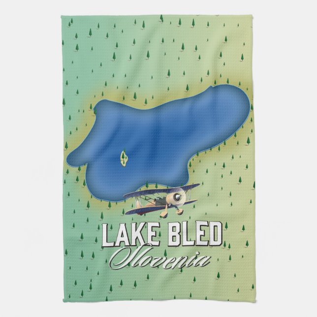 Lake Bled Slovenia Tea Towel (Vertical)
