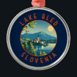 Lake Bled Slovenia Travel Art Vintage Metal Tree Decoration<br><div class="desc">Lake Bled vector art design. Lake Bled is a lake in the Julian Alps of the Upper Carniolan region of northwestern Slovenia,  where it adjoins the town of Bled.</div>