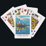 Lake Bled Slovenia Travel Art Vintage Playing Cards<br><div class="desc">Lake Bled vector art design. Lake Bled is a lake in the Julian Alps of the Upper Carniolan region of northwestern Slovenia,  where it adjoins the town of Bled.</div>