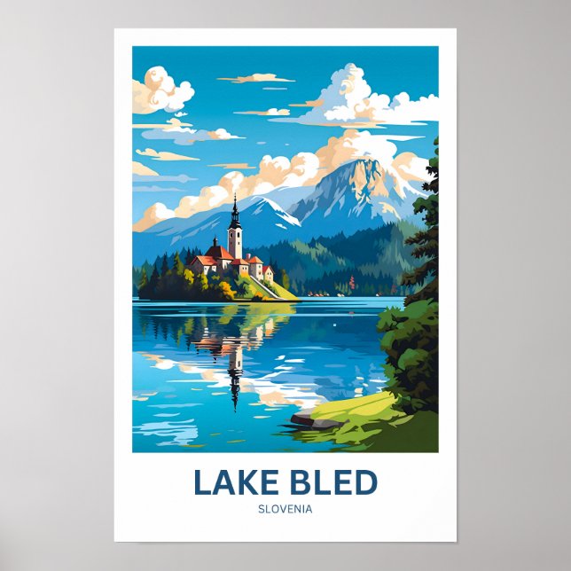 Lake Bled Slovenia Travel Print (Front)