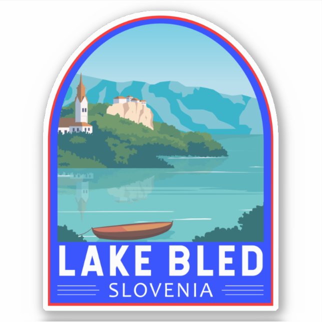 Lake Bled Slovenia Travel Retro Travel Art Vintage (Front)