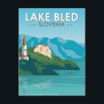 Lake Bled Slovenia Travel Retro Travel Art Vintage Postcard<br><div class="desc">Lake Bled vector art design. Lake Bled is a lake in the Julian Alps of the Upper Carniolan region of northwestern Slovenia,  where it adjoins the town of Bled.</div>