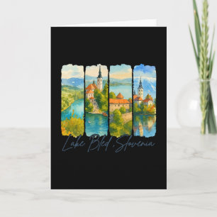 Lake Bled Slovenia Travel Trip Brushstroke Souveni Card